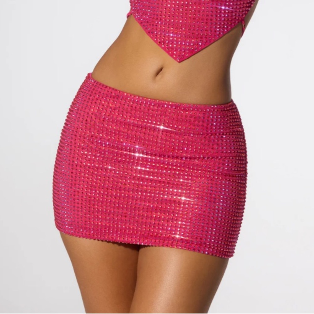 Oh Polly Hotfix Pink Skirt